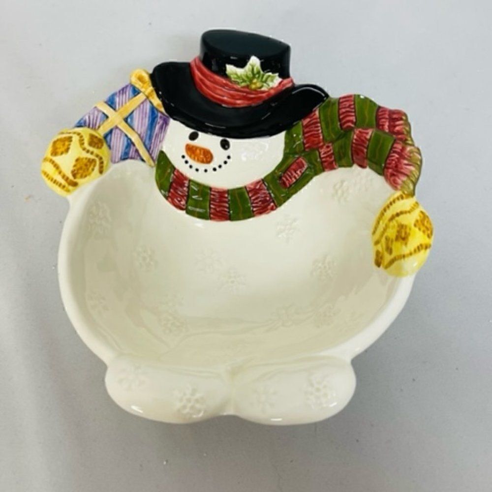 Fitz & Floyd Great Holiday / Winter Decor Snowman Dish can be use for CANDY, NUT